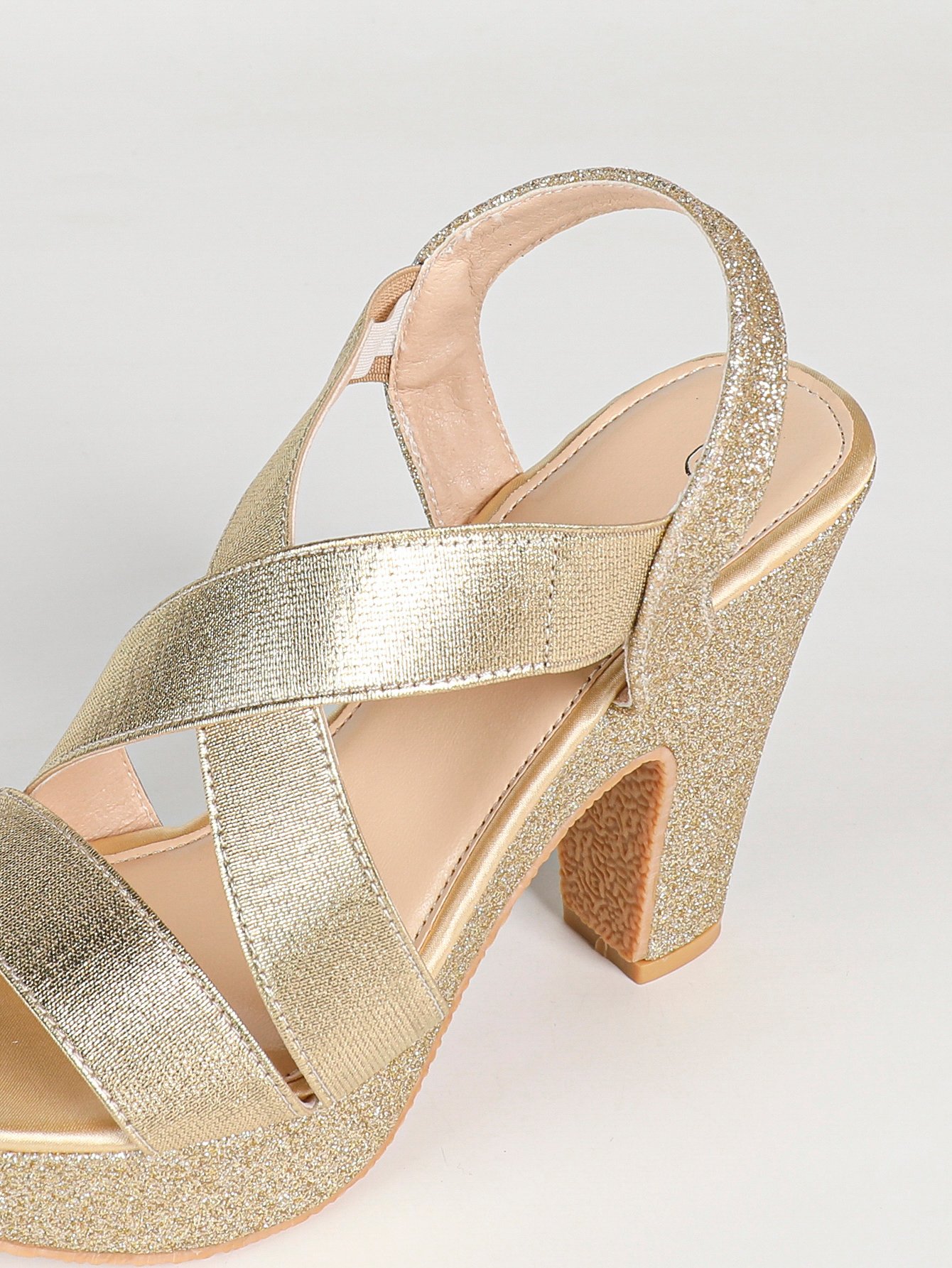 Gold Glitter Platform High Heel Sandals