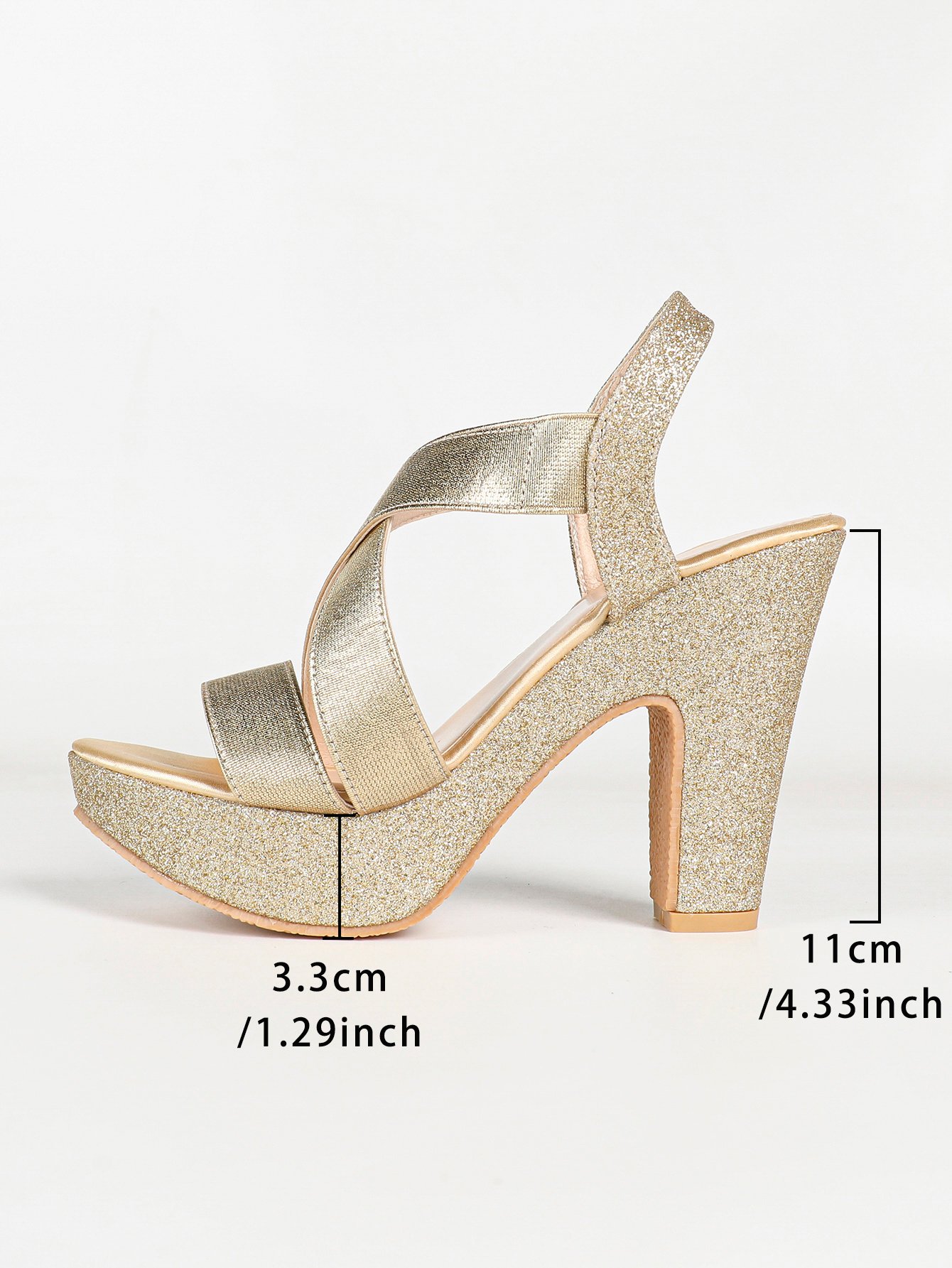 Gold Glitter Platform High Heel Sandals
