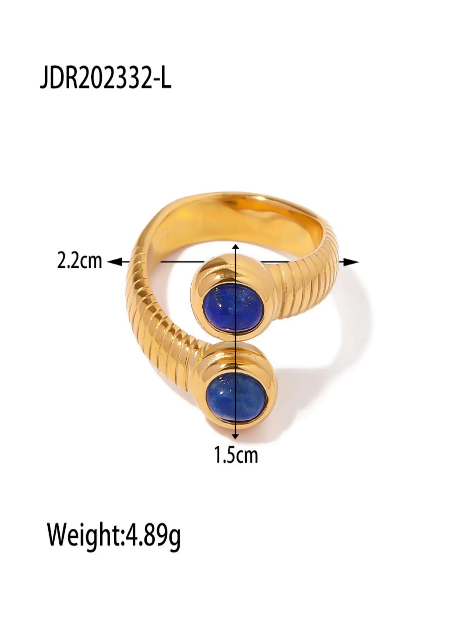 Gold Tone Lapis Lazuli Ring