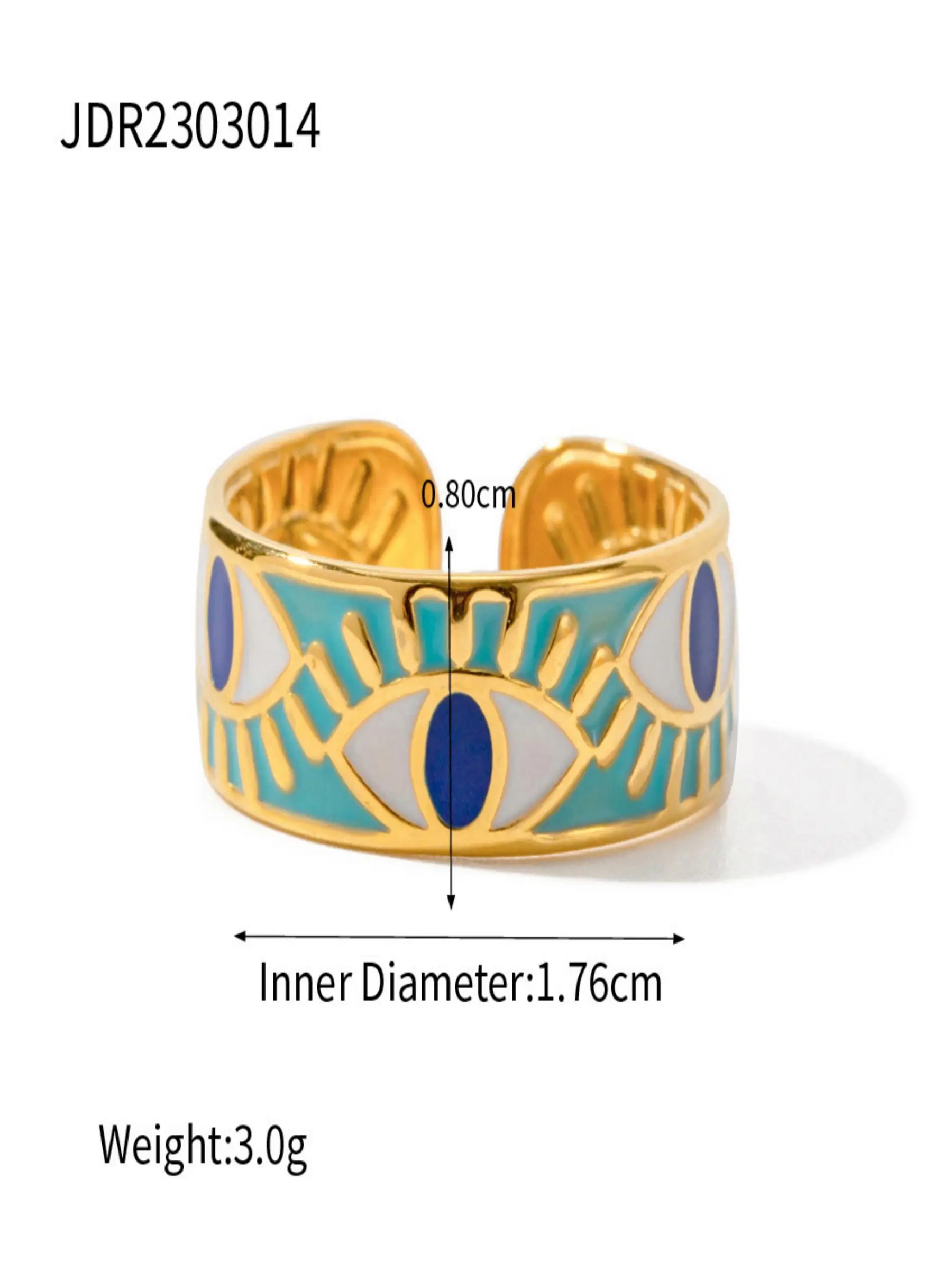 Gold Tone Evil Eye Ring