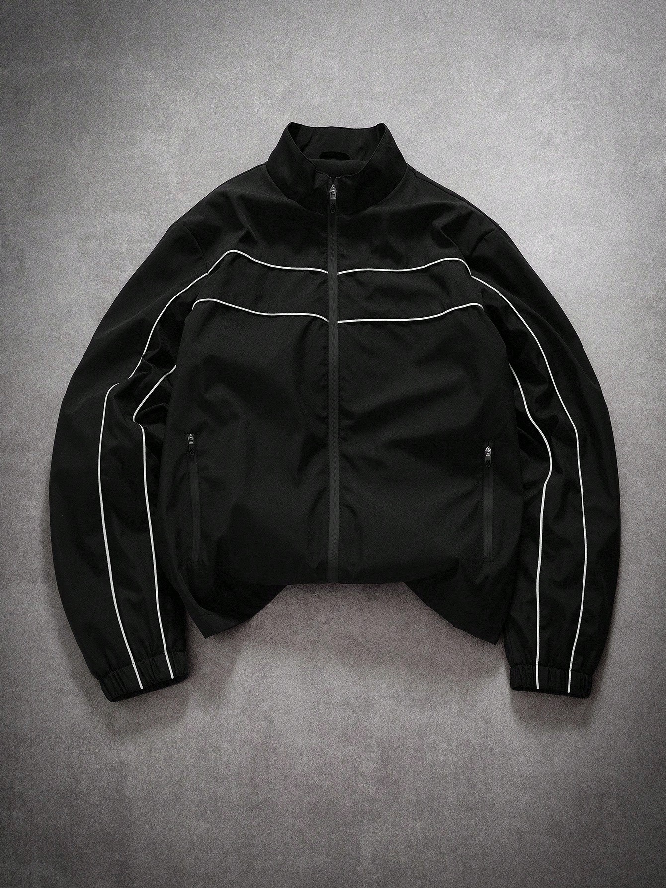 Black Zip-Up Track Jacket