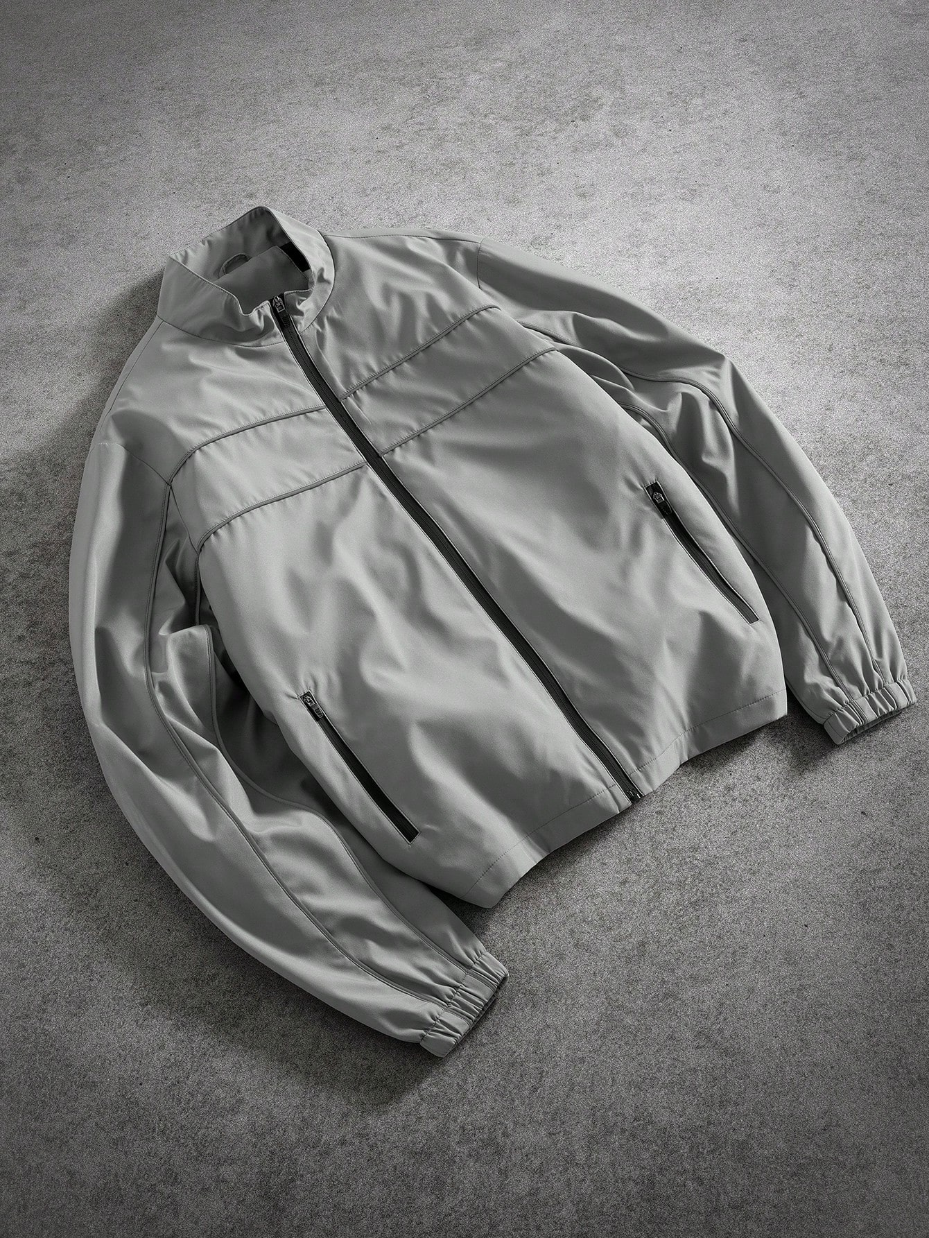 Grey Solid Zip-Up Sports Jacket