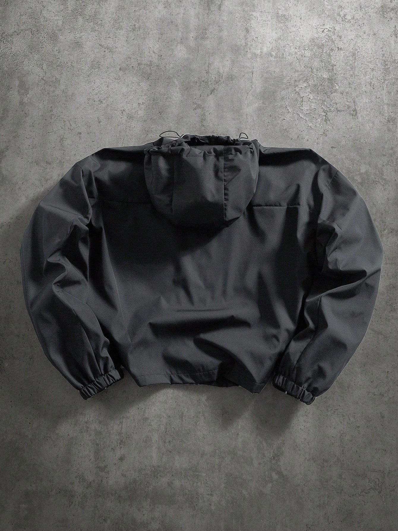 Grey Zip-Up Hooded Windbreaker Jacket