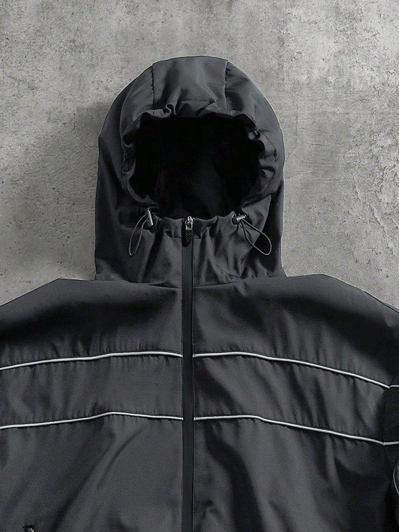 Grey Zip-Up Hooded Windbreaker Jacket