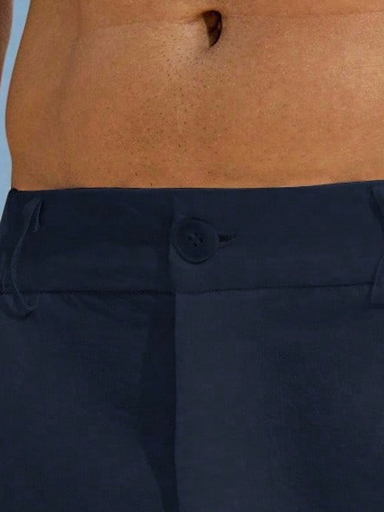 Navy Blue Solid Casual Shorts