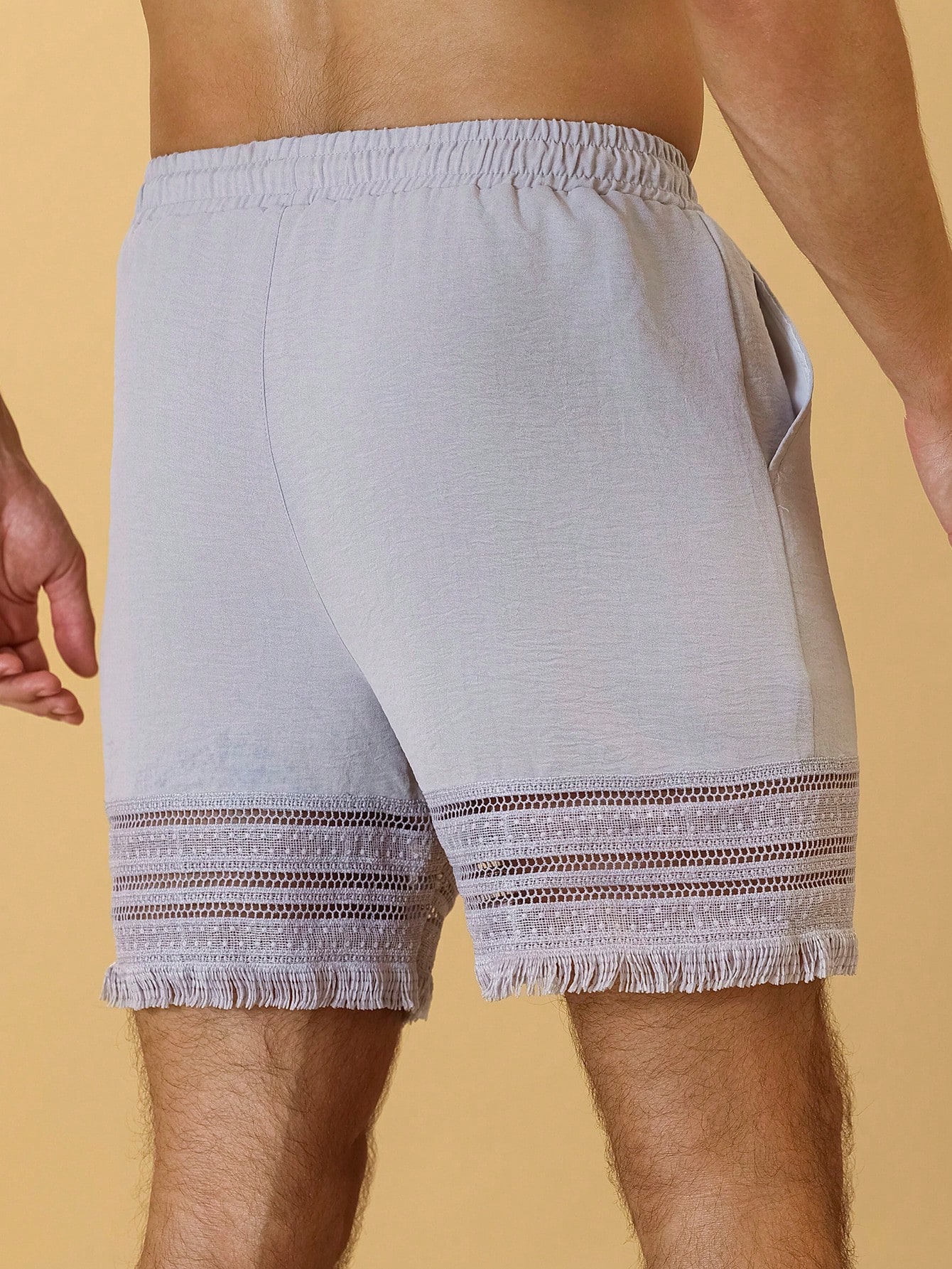 Grey Plain Knee-Length Drawstring Shorts