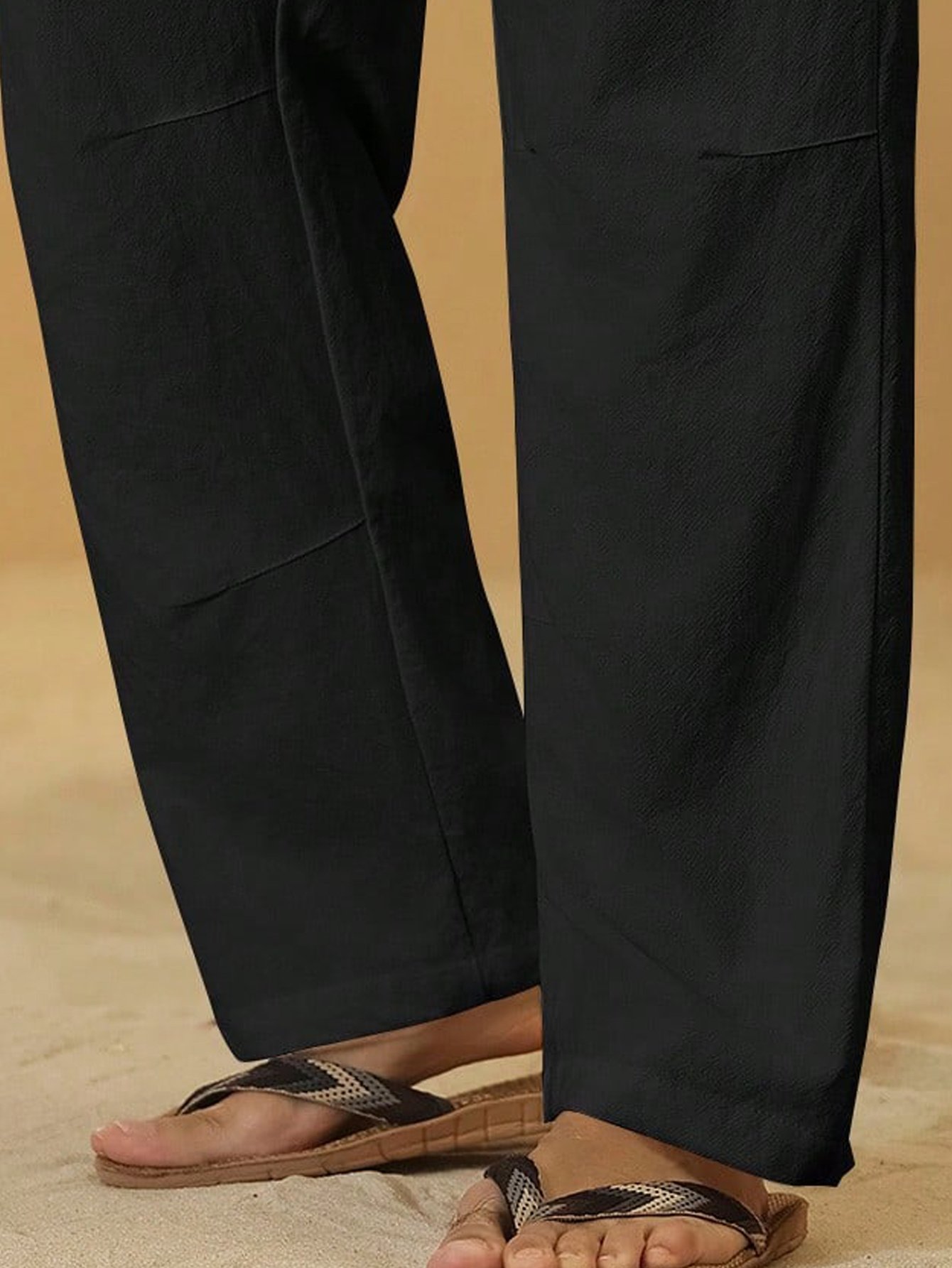Men Black Cotton Trousers