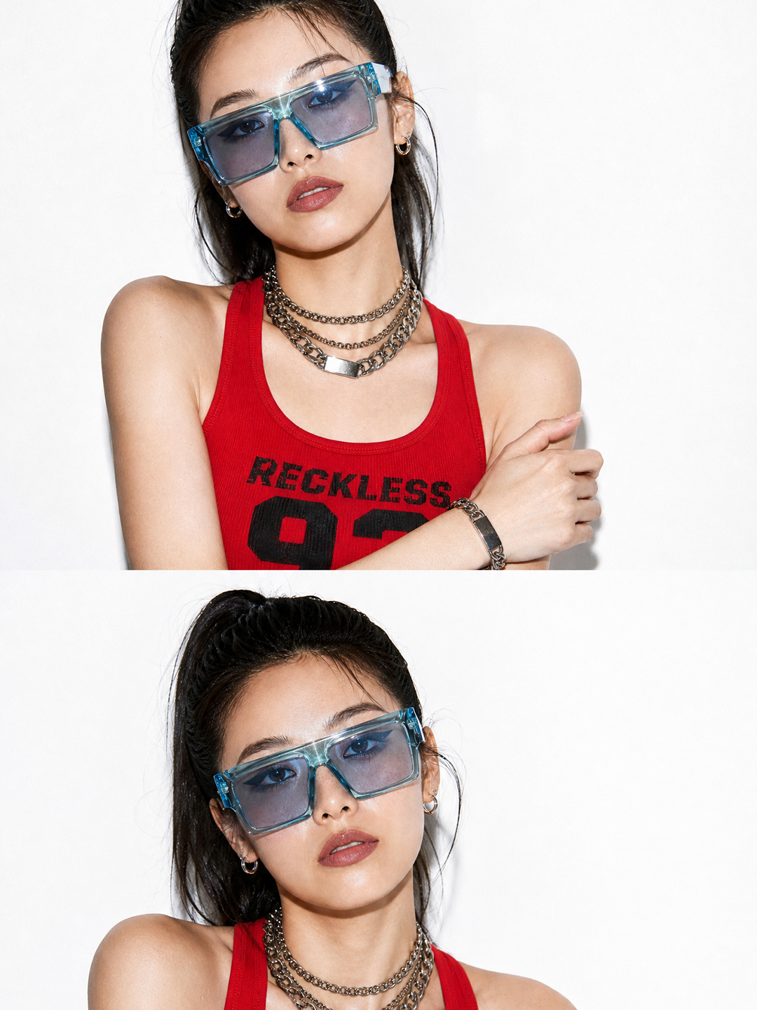Rectangle Blue Sunglasses