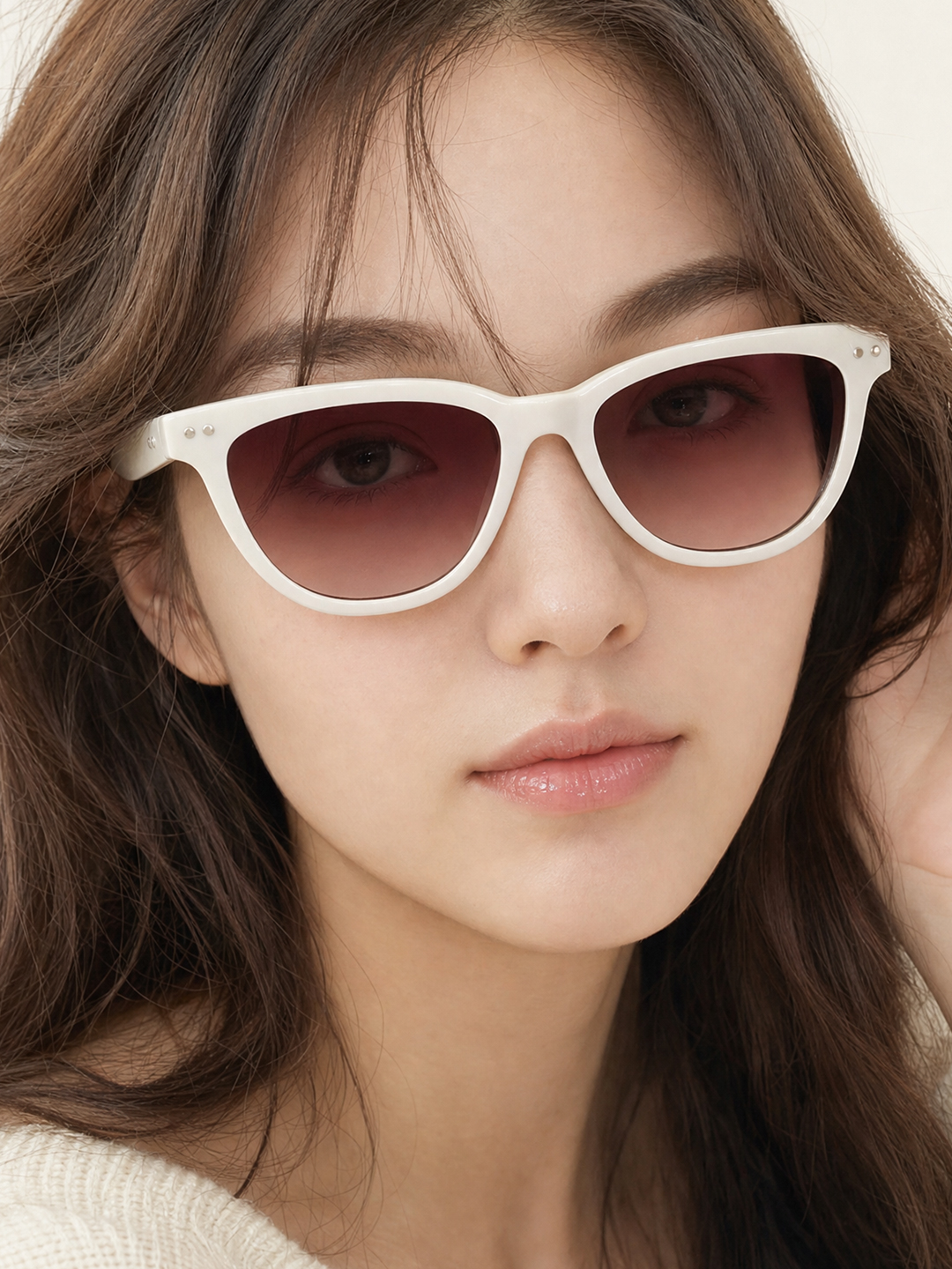 Beige Cat Eye Polarized Sunglasses
