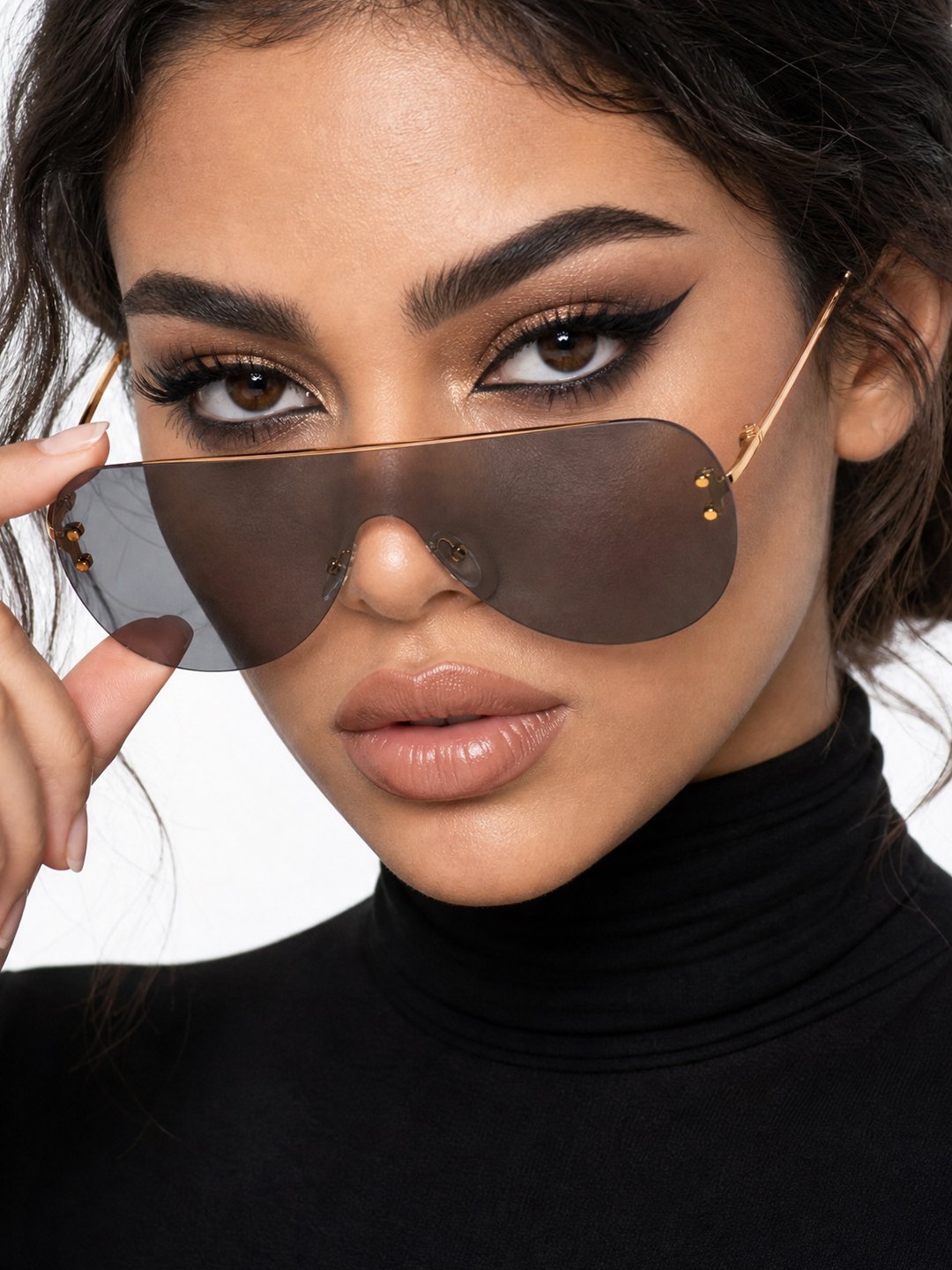 Gold Tone Shield Sunglasses