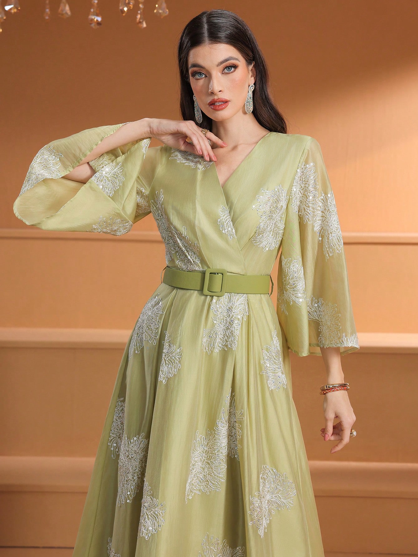 Cross-Front Printed Dress