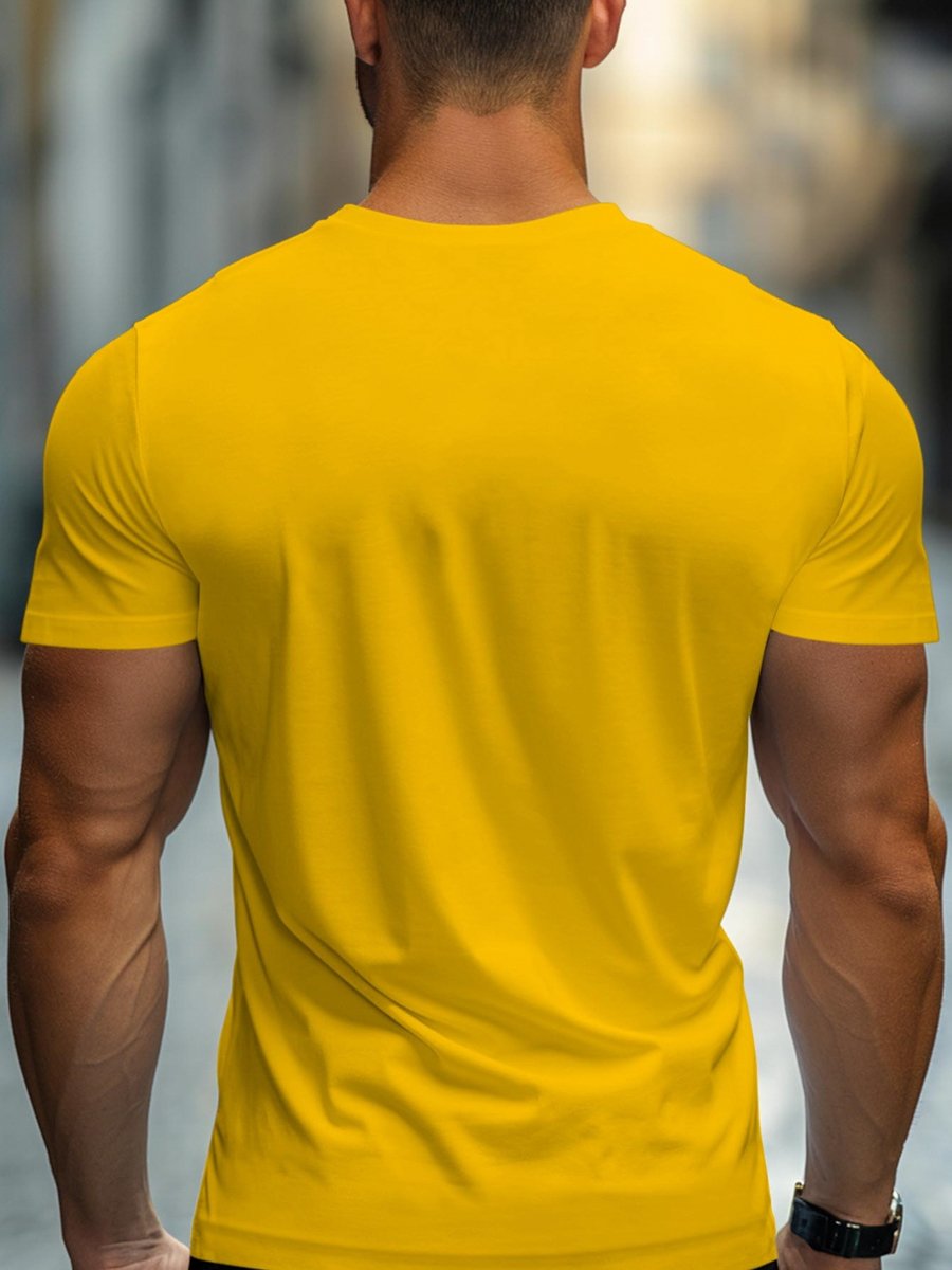 Yellow Graphic Print Round Neck Regular Fit T-Shirt