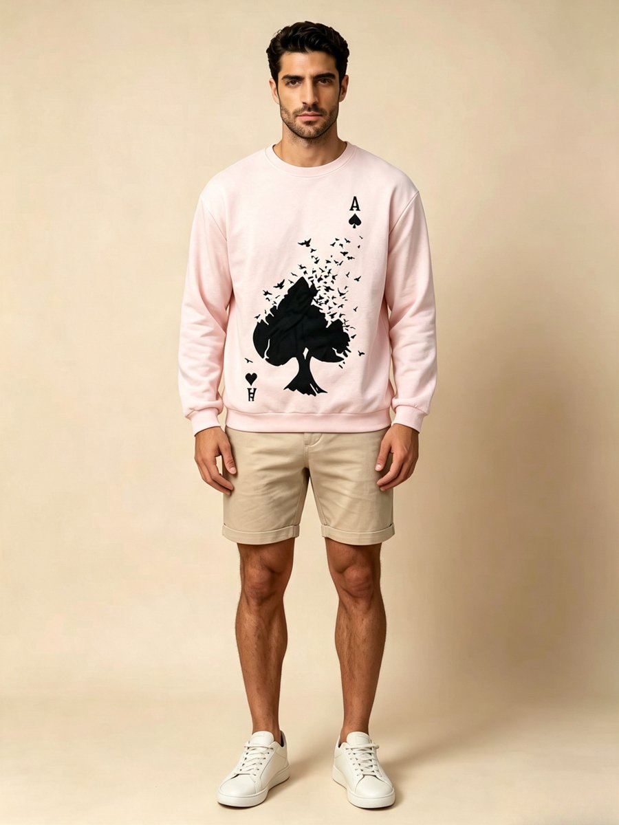 Light Pink Graphic Pullover Sweatshirt