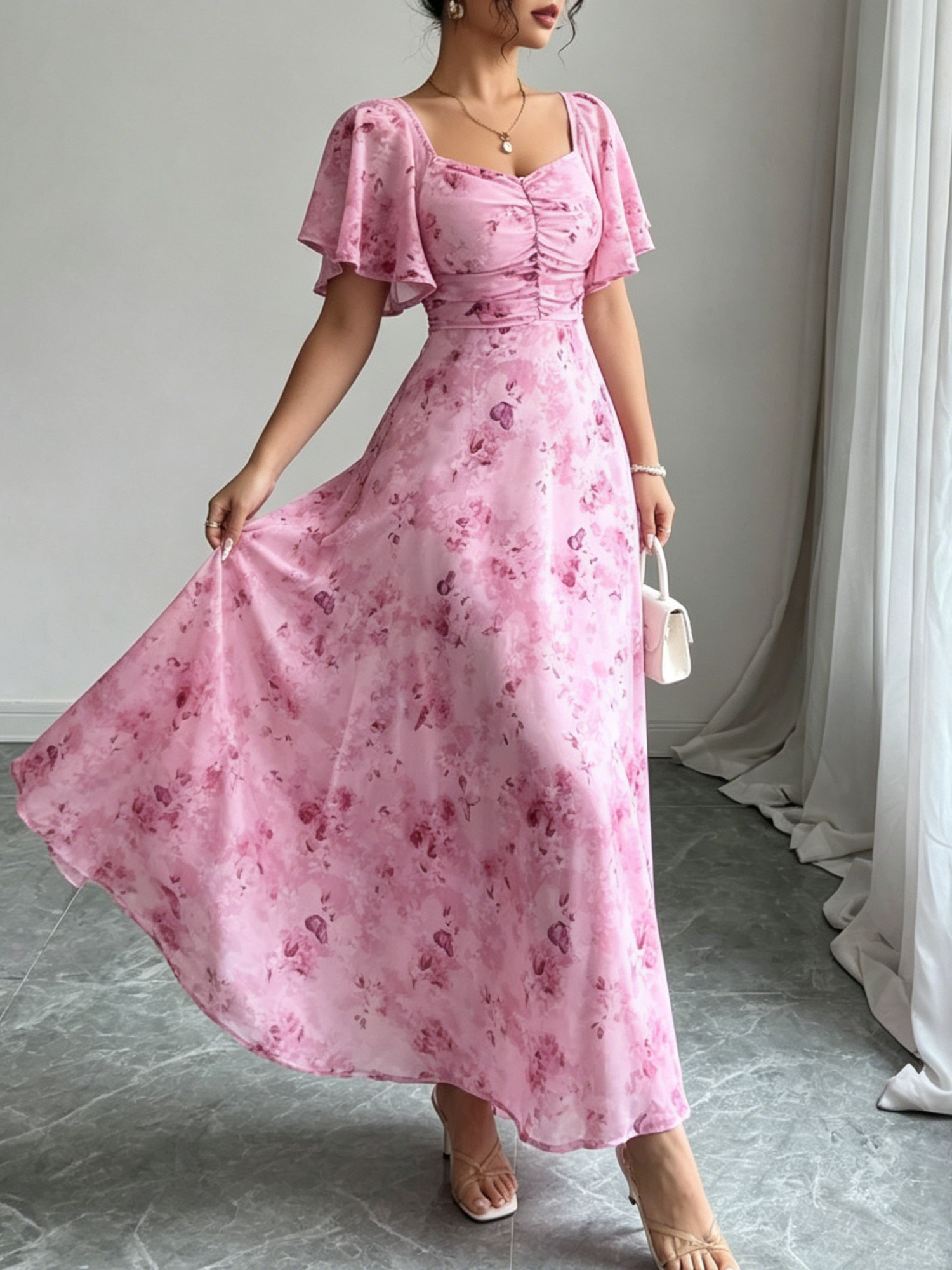 Floral Short-Sleeve Dress