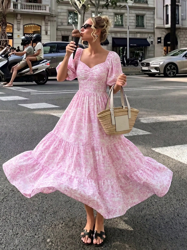 Floral Short-Sleeve Dress
