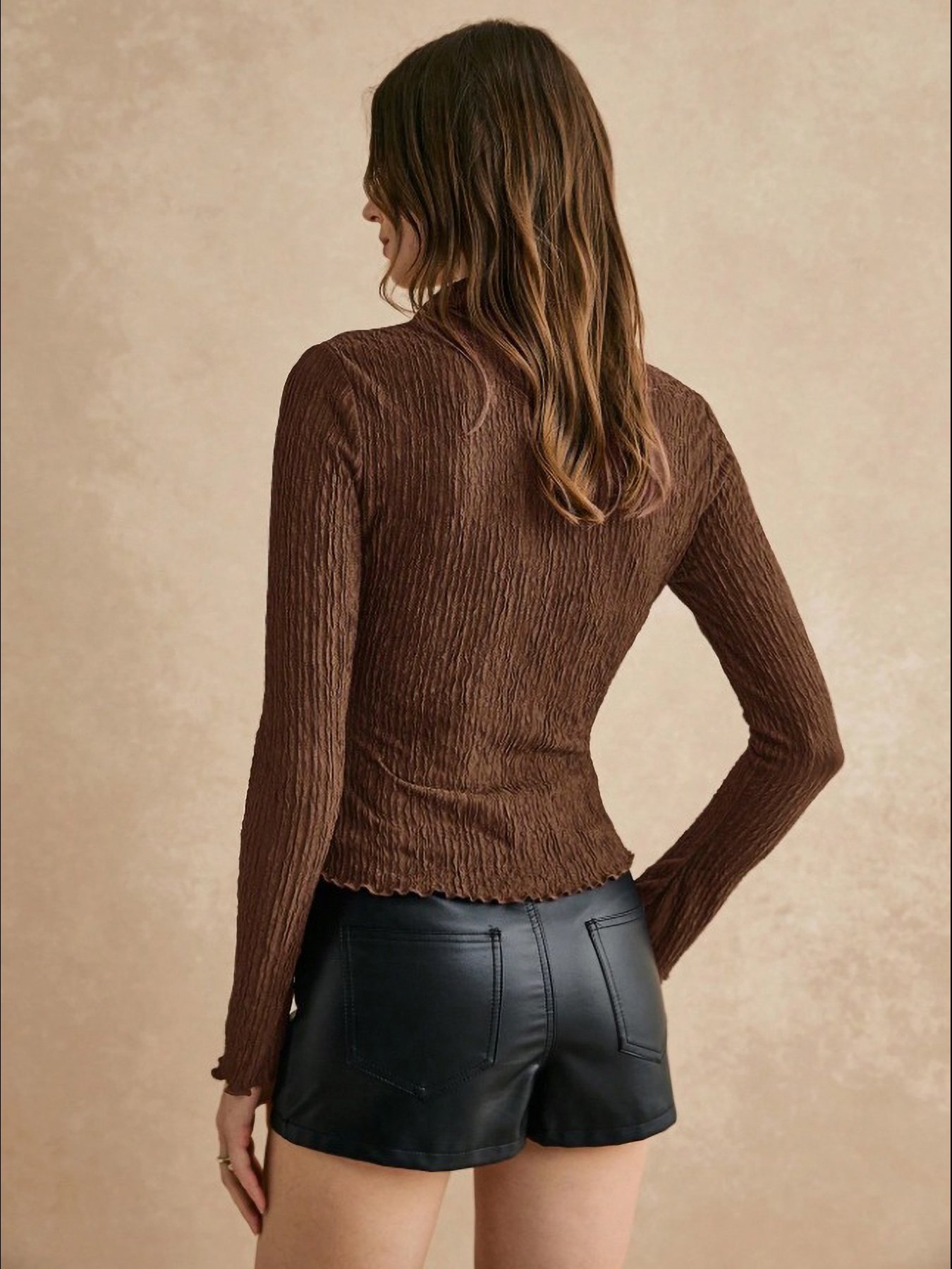 Coffee Brown Textured Button-Front Shirt