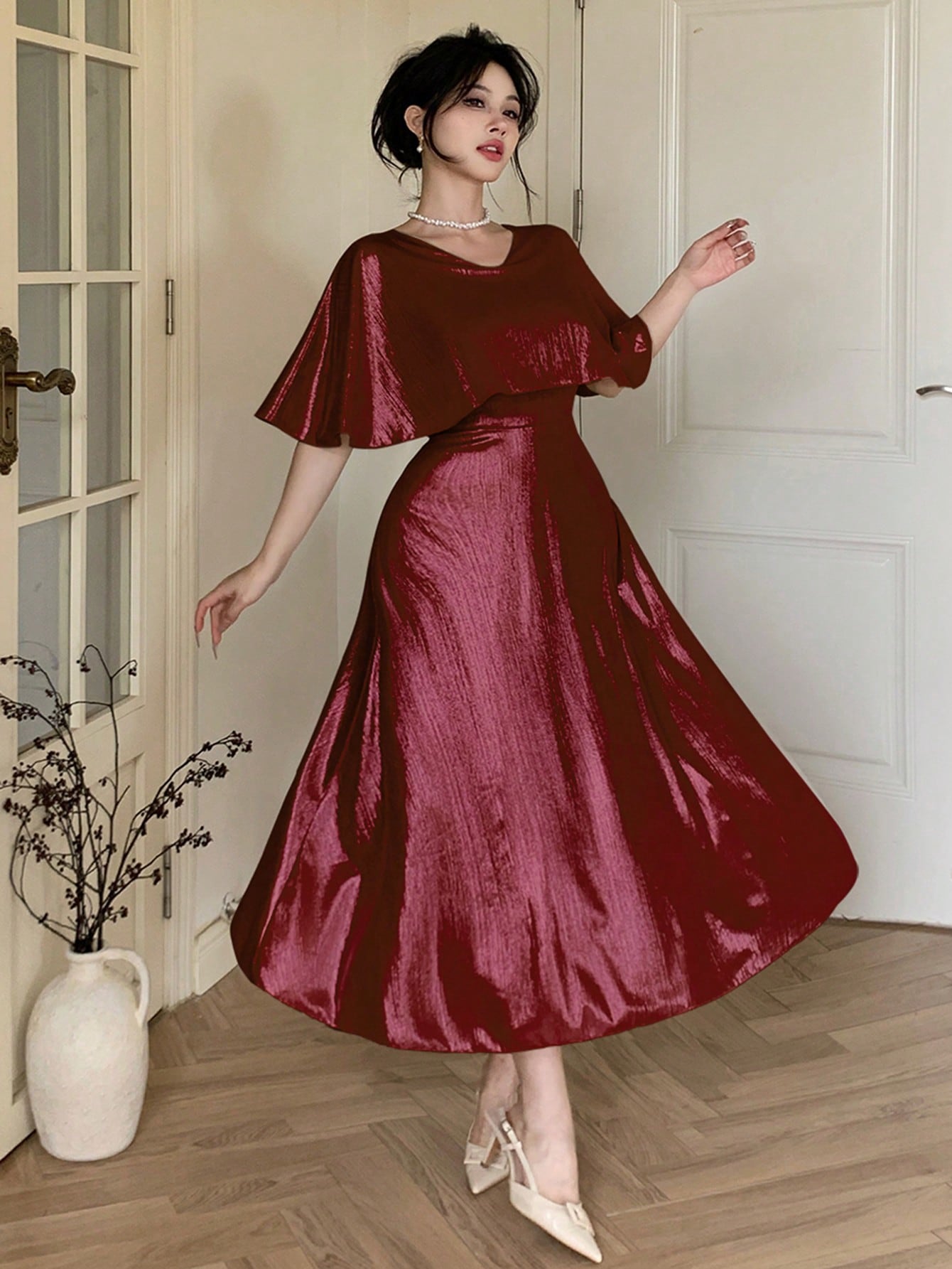 Ruby Red A-Line Ankle-Length Dress