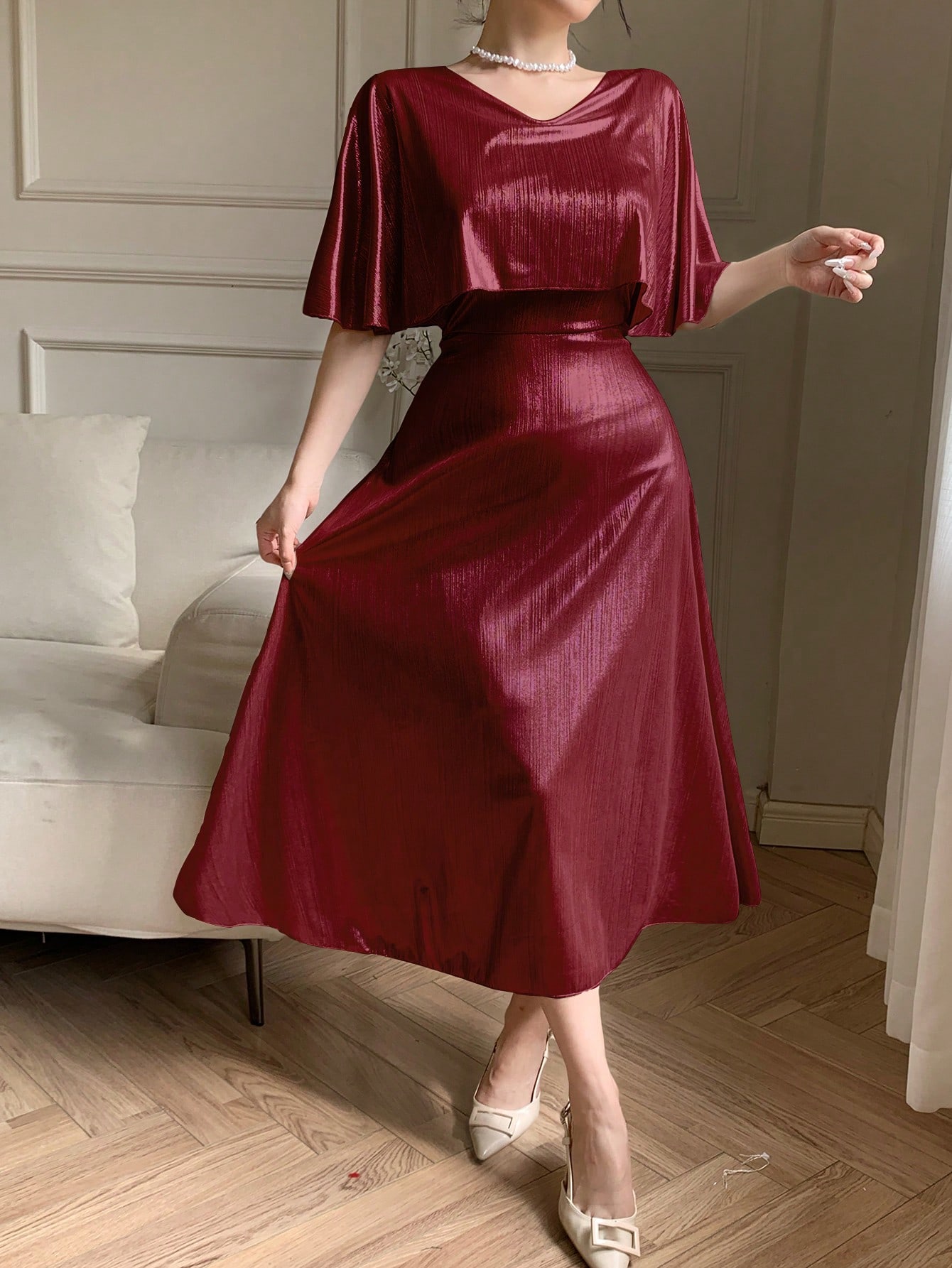 Ruby Red A-Line Ankle-Length Dress