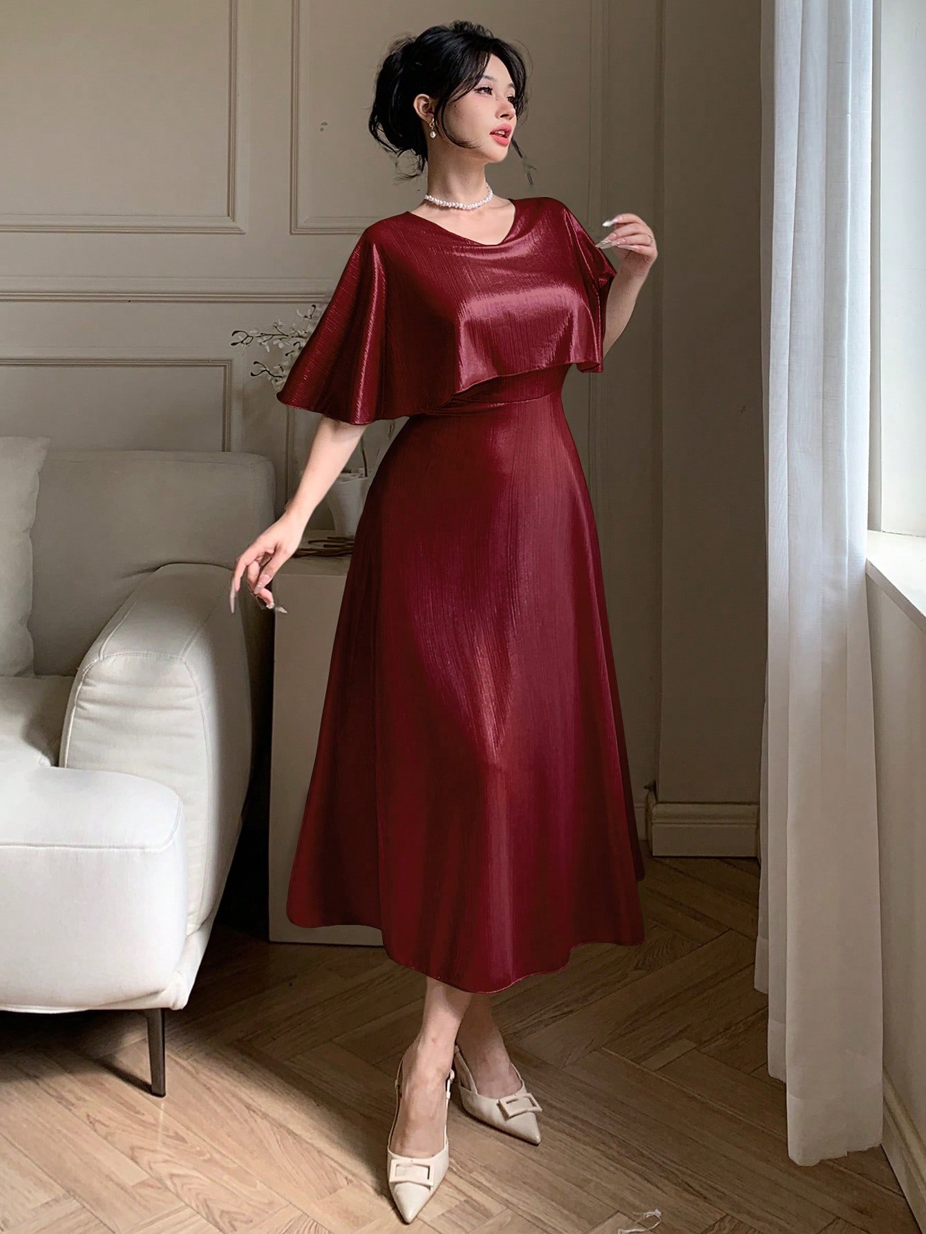 Ruby Red A-Line Ankle-Length Dress