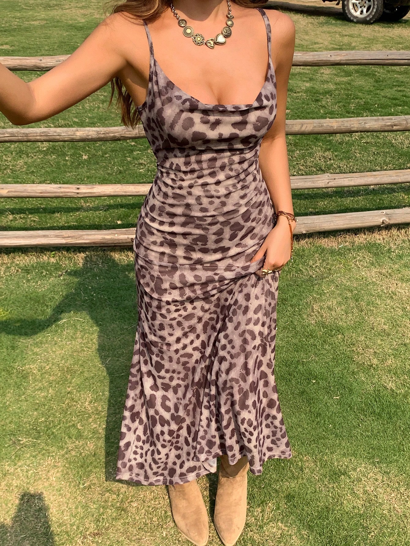 Multi Animal Print Bodycon Maxi Dress