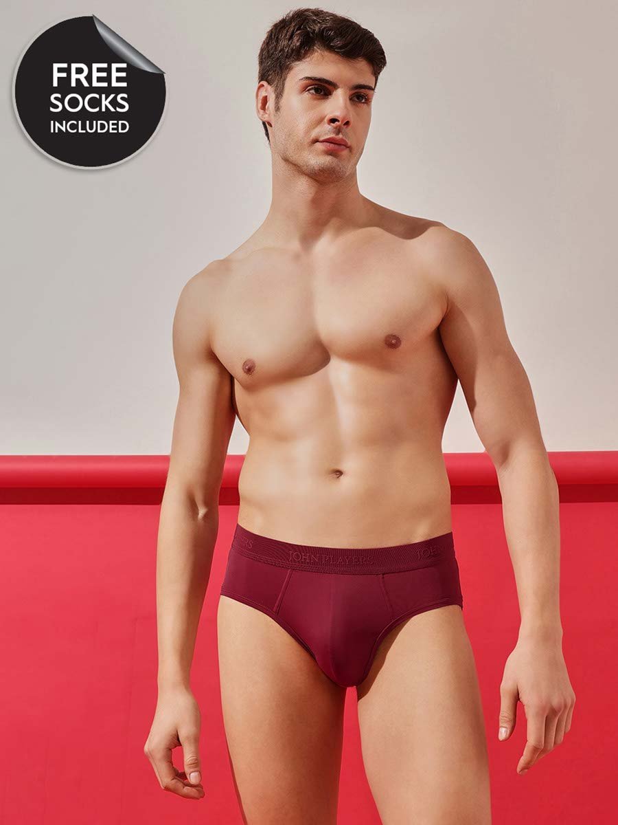 Maroon Solid Adaptive Briefs