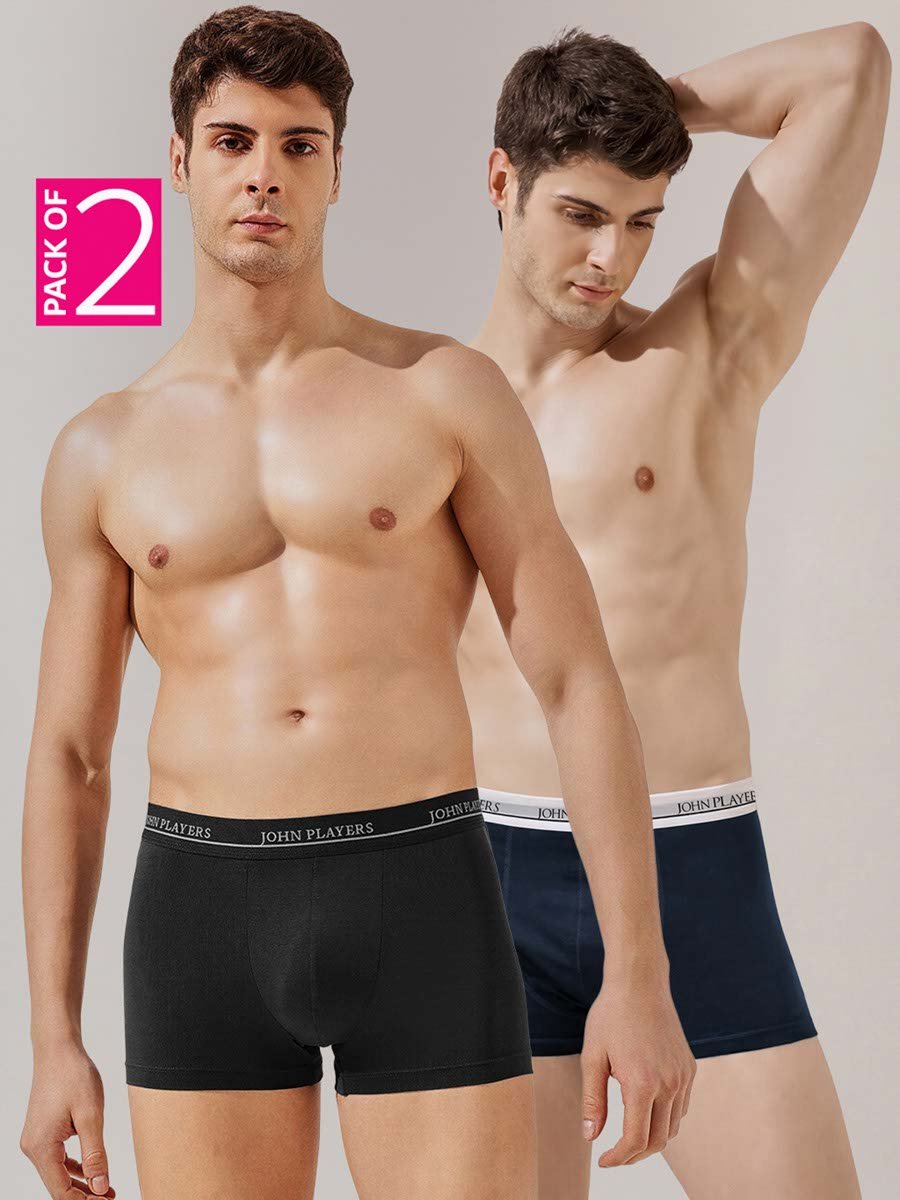 Pack of 2 - Multi-Color Cotton Trunks with Printed Logo Waistband