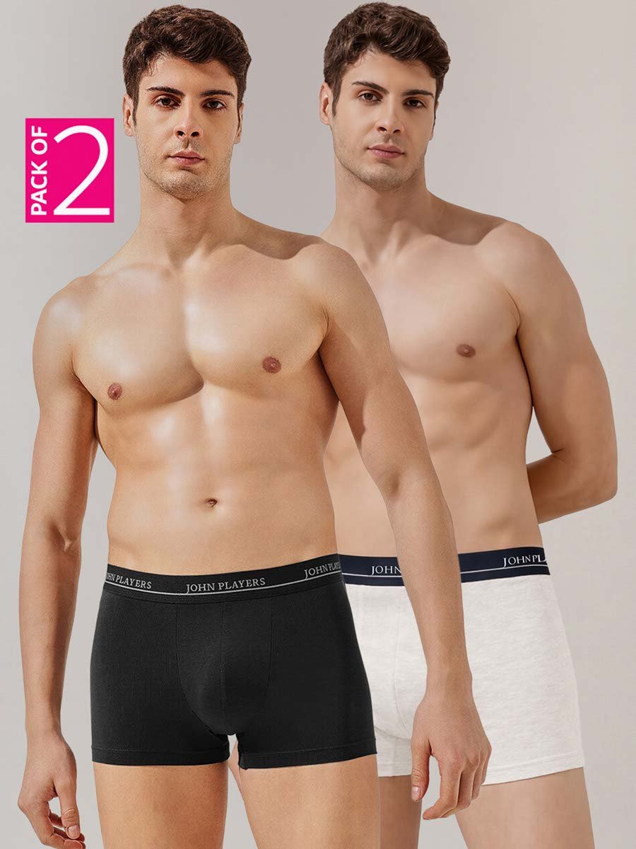 Pack of 2 - Multi-Color Cotton Trunks with Printed Logo Waistband