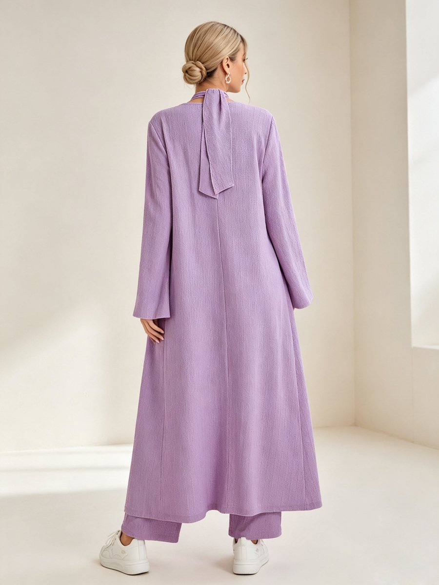 Womens Purple Halter Top and Wide-Leg Trousers Co-ord Set