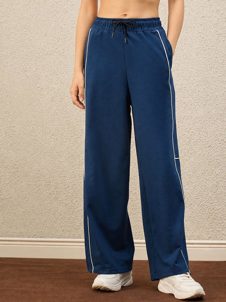Navy Blue Striped Relaxed Trousers