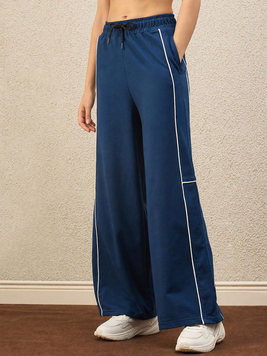 Navy Blue Striped Relaxed Trousers