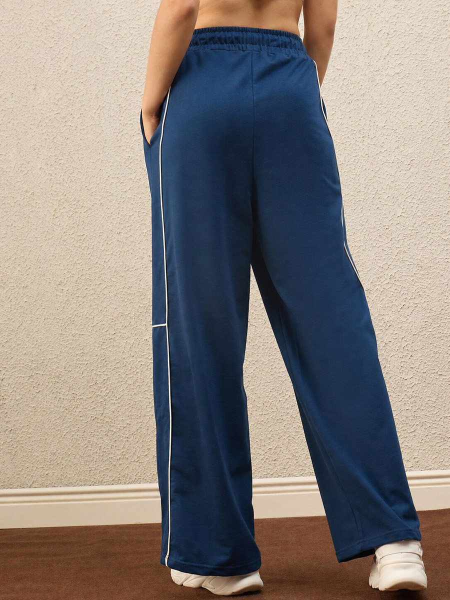 Navy Blue Striped Relaxed Trousers