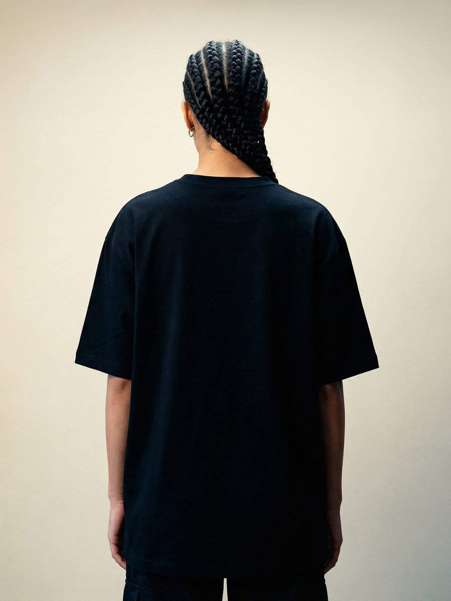 Black Graphic Print Short Sleeves Oversized T-Shirt