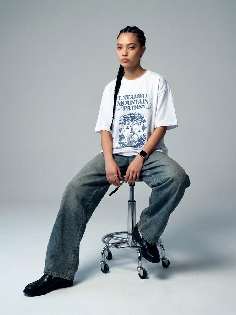 White Graphic Print Short Sleeves Oversized T-Shirt