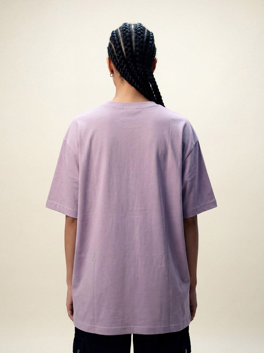 Purple Graphic Print Round Neck Short Sleeves T-Shirt