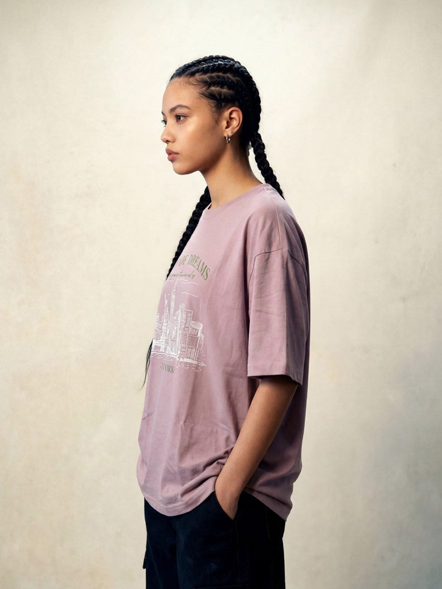 Purple Graphic Print Round Neck Short Sleeves T-Shirt