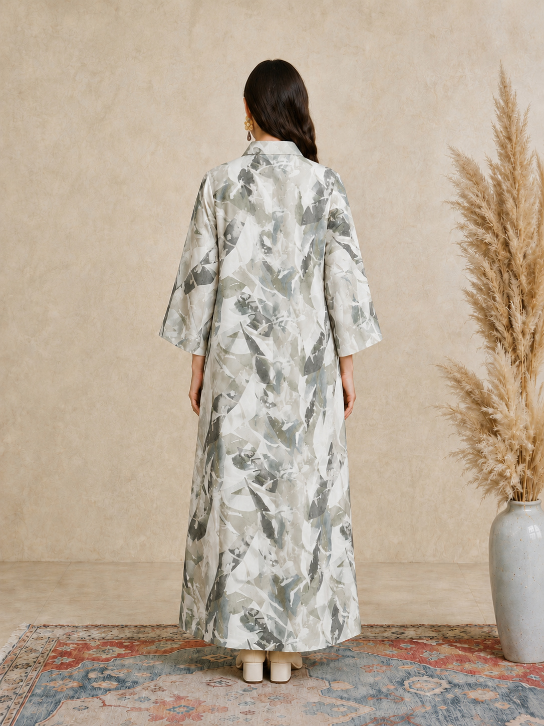 Multi Printed Open Collar Jalabiya