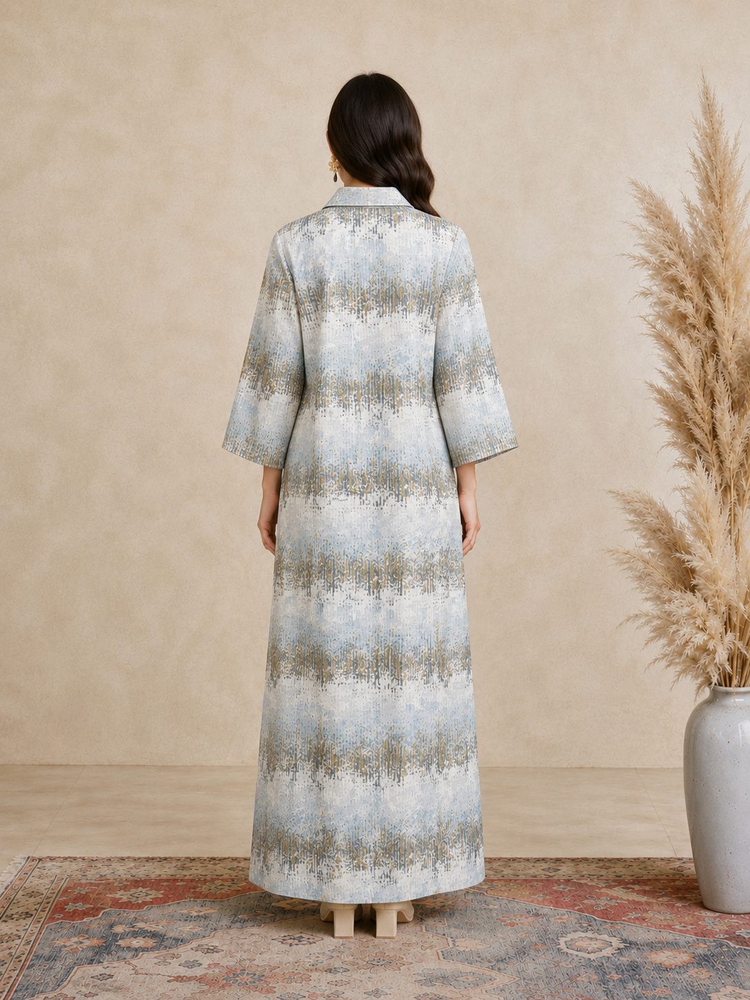 Multi Printed Open Collar Jalabiya
