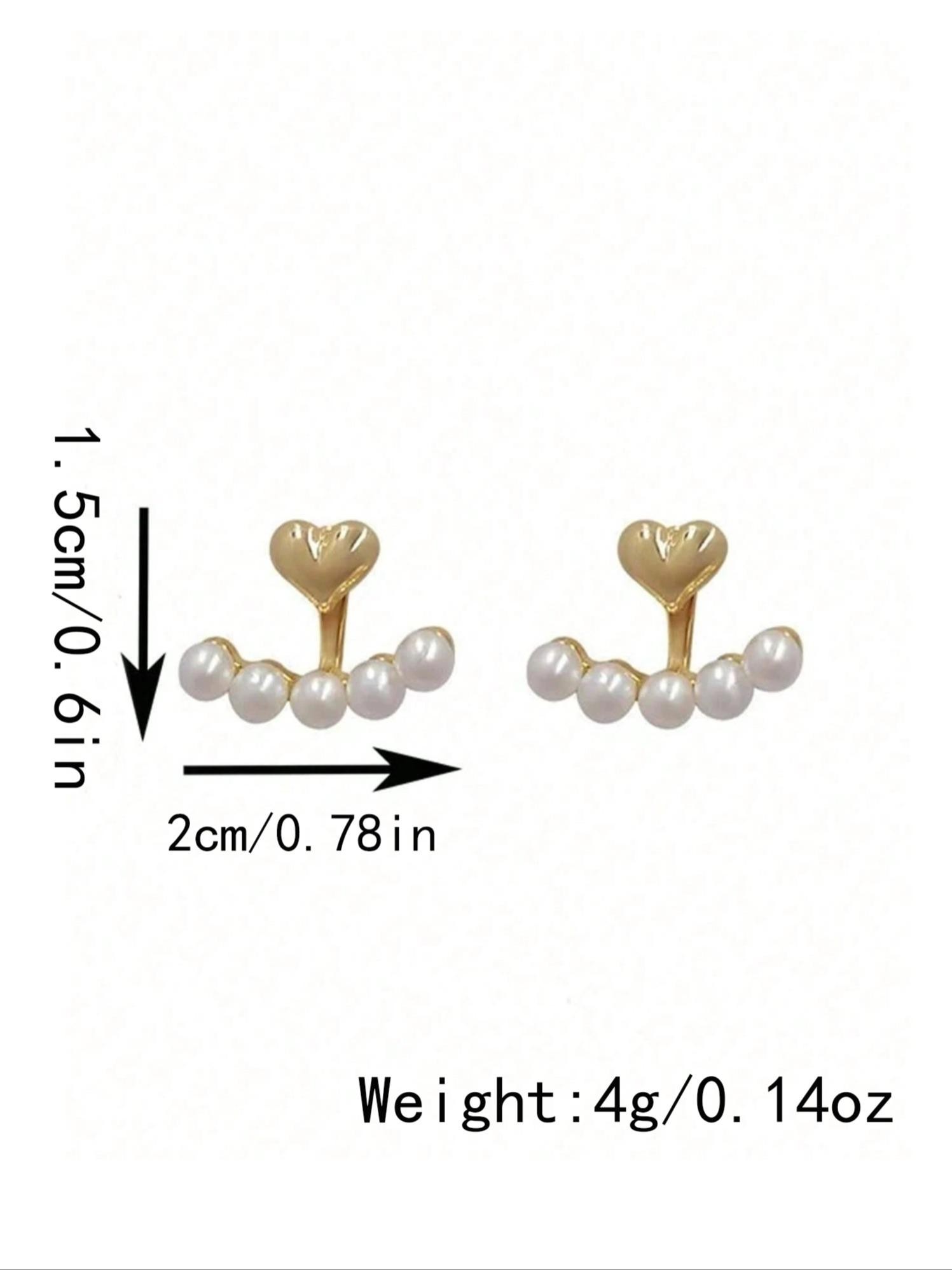 Gold Heart and Pearl Ear Jackets - Casual  Earrings for Women