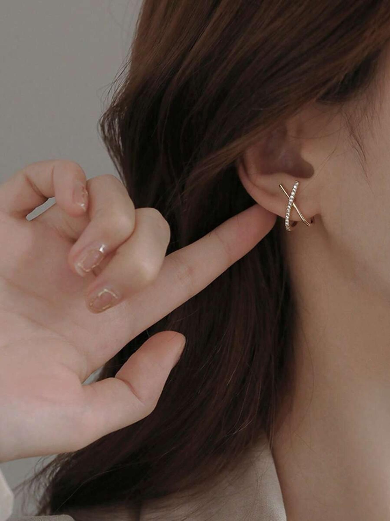 Gold Paved X-Cross Stud Earrings for Everyday 