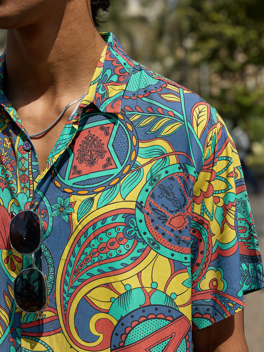Men Multi-Color Paisley Print Spread Collar Shirt