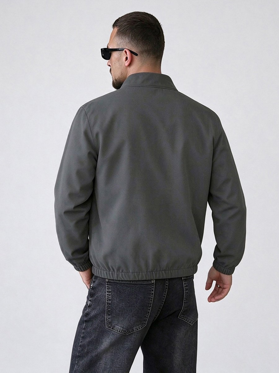 Men Grey Zip-Up Track Jacket