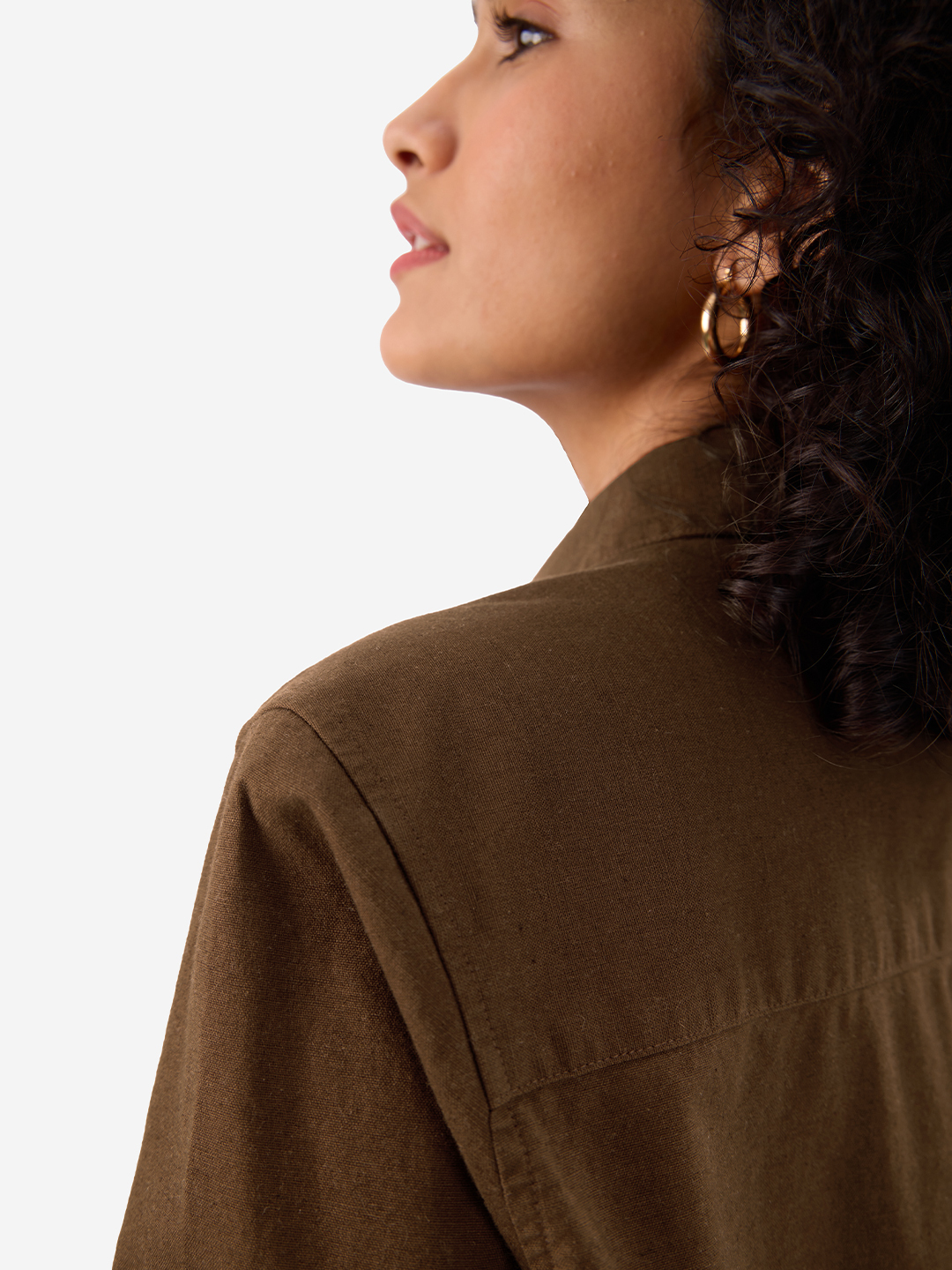 Brown Linen Blend Long Sleeve Regular Fit Shirt