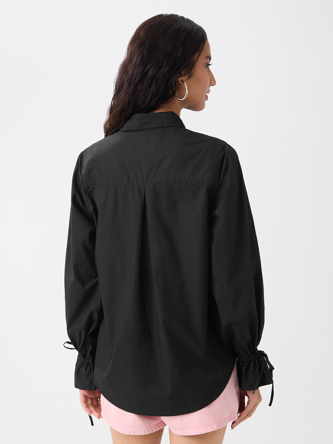 Black Relaxed Fit Shirt with Pink Panther Embroidery