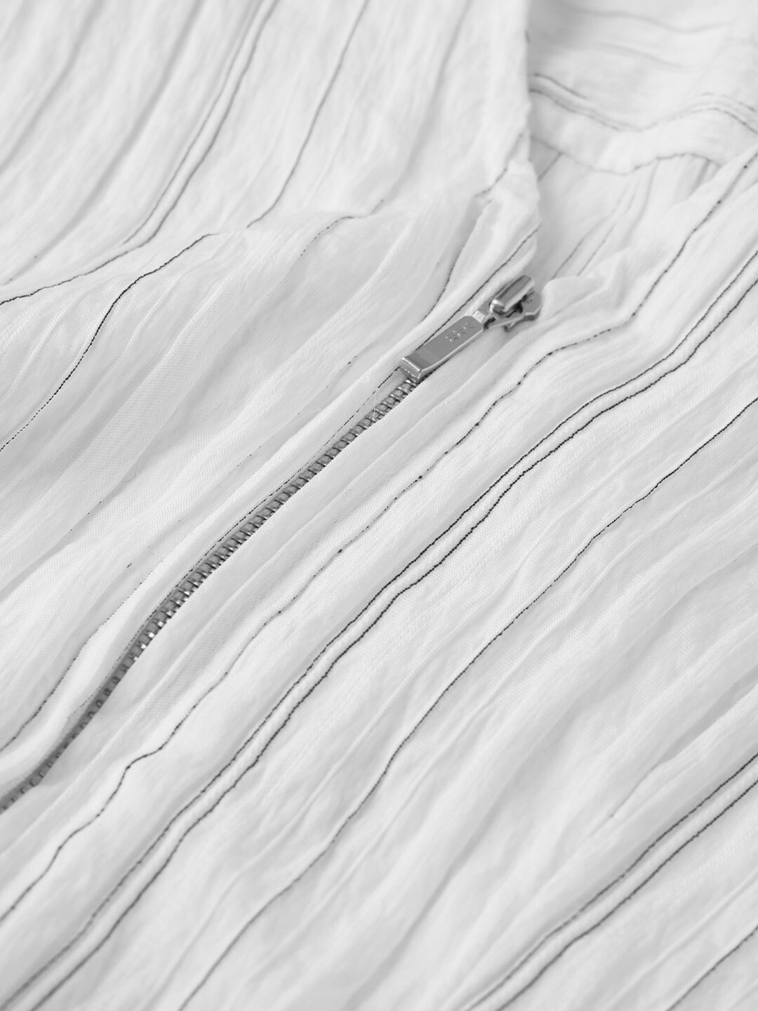 White Long Sleeve Zipper Shirt
