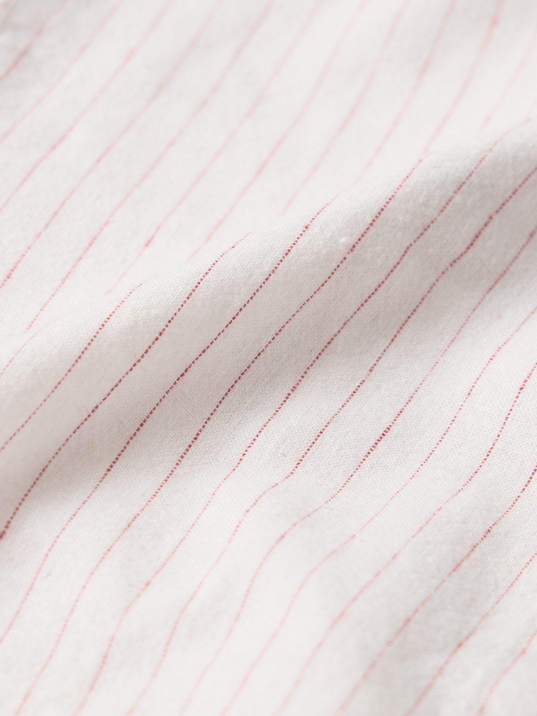 White Striped Linen Blend Long Sleeve Shirt