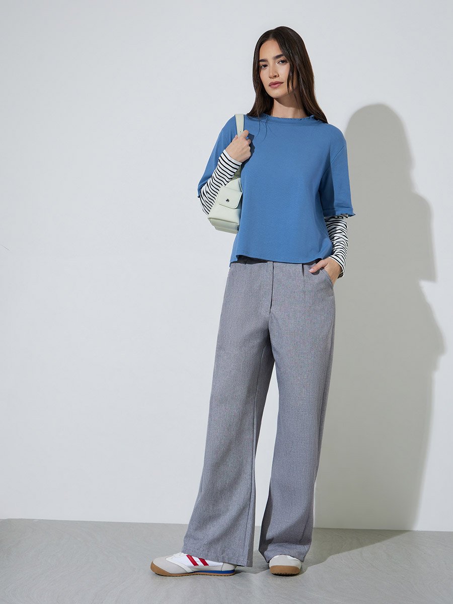 Multi-Color Striped Long Sleeves Layered Look Sweatshirt
