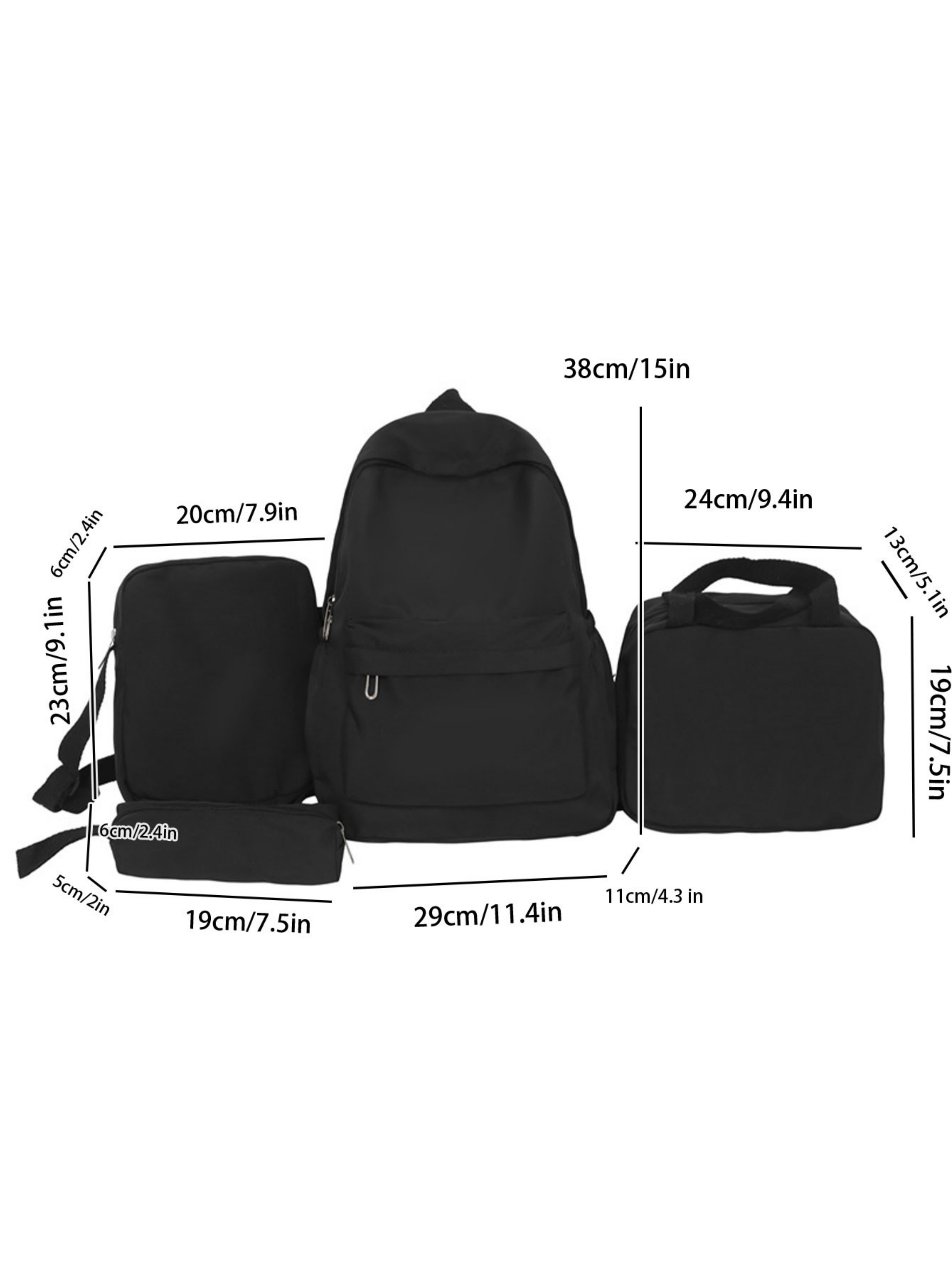 4-Piece Solid Backpack Set