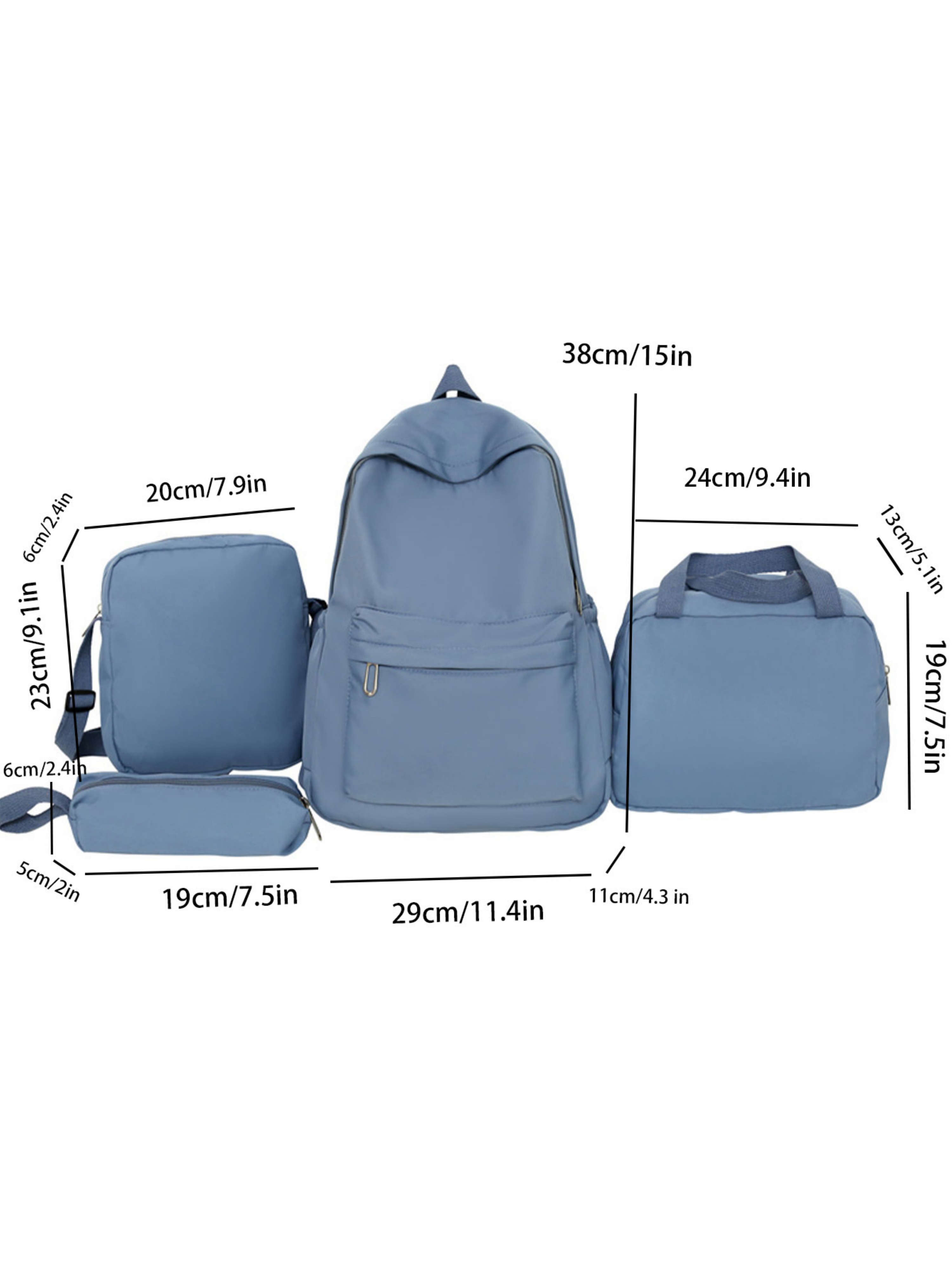 4-Piece Solid Backpack Set