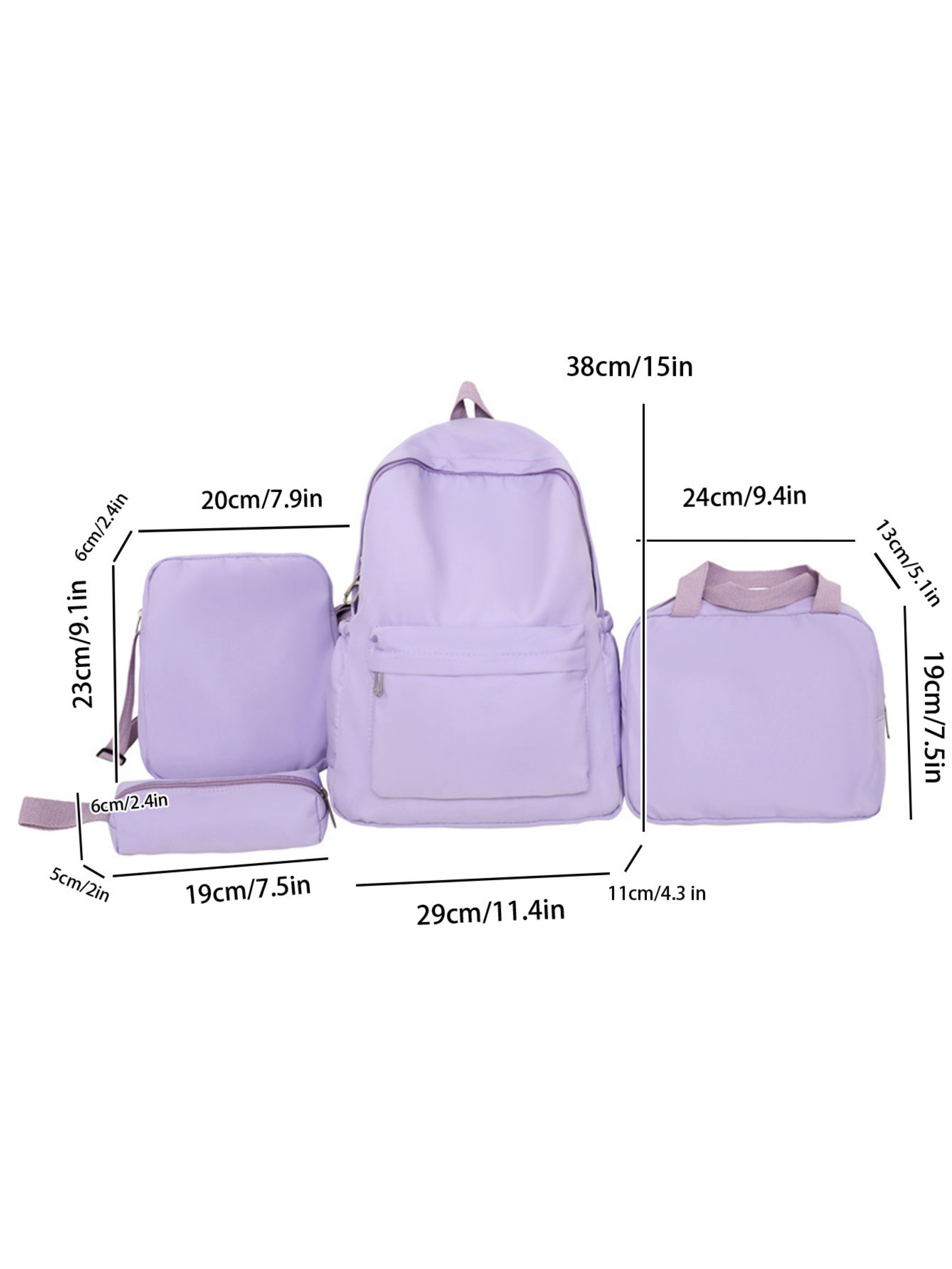 4-Piece Solid Backpack Set