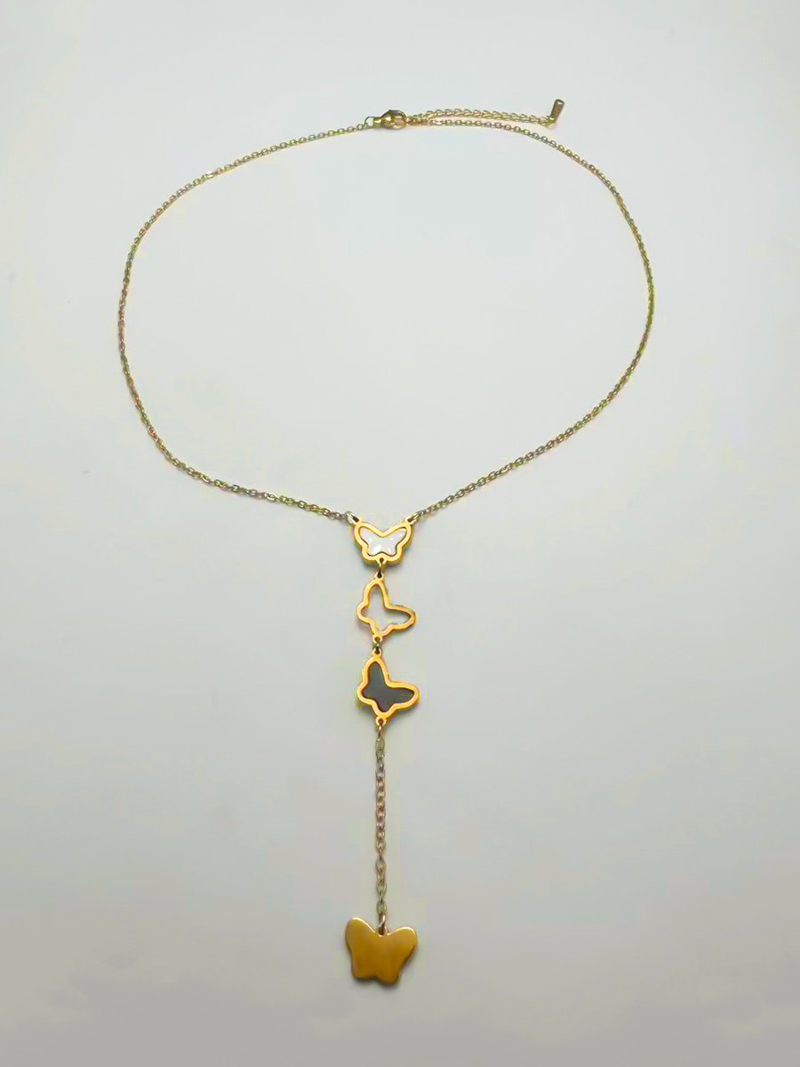 Golden Butterfly Drop Necklace